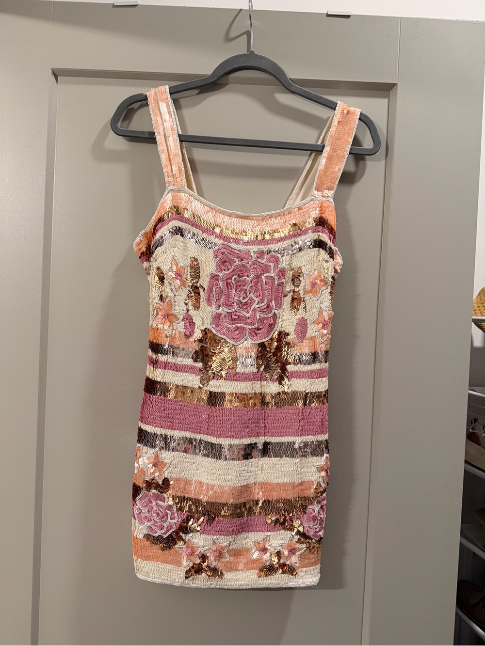NBD Pink, Peach & Cream Sequin Embellished Dress